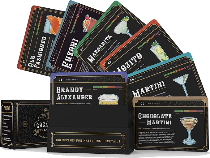 Cocktail Cards: 100 Cocktail Recipes to Master Cocktails in Bartender Flashcard by Cocktail+Cards