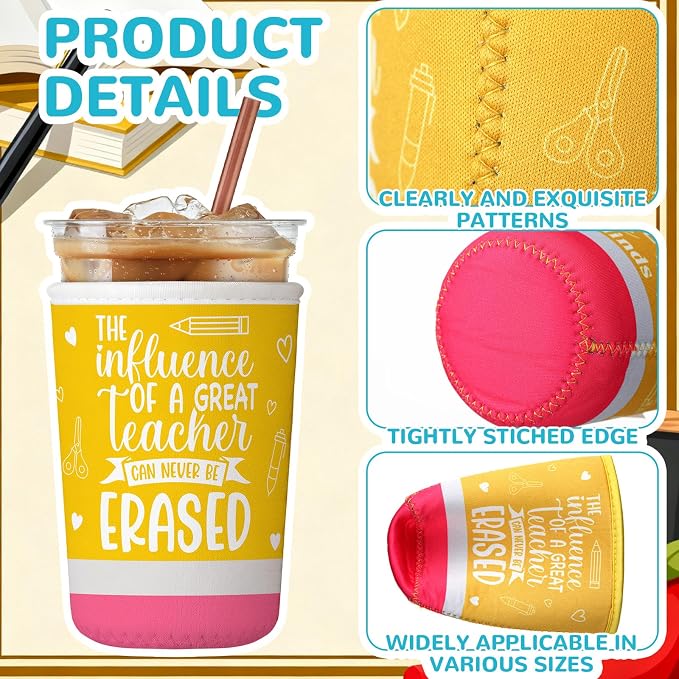 FoldTier 3 Pcs Teacher Appreciation Gifts Teachers Cup Sleeves Iced Coffee - Image 3