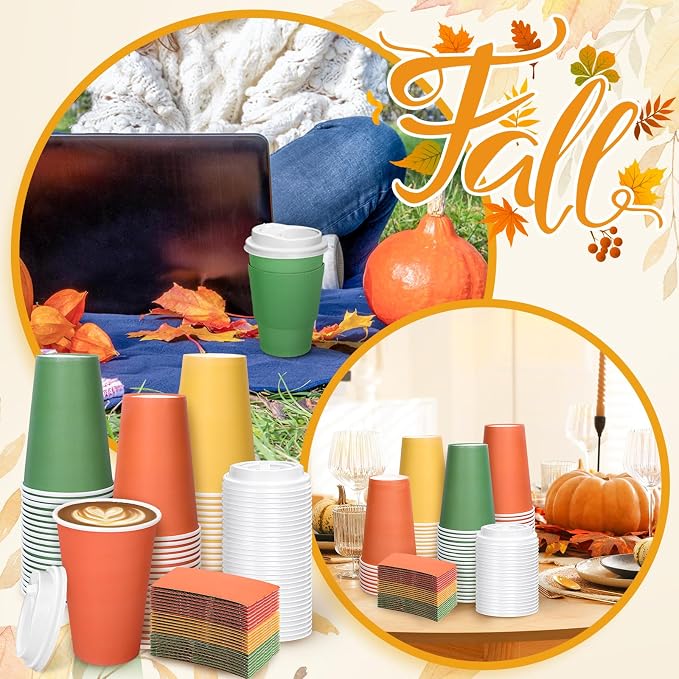 Whaline 60 Set Fall Disposable Coffee Cups - Image 7