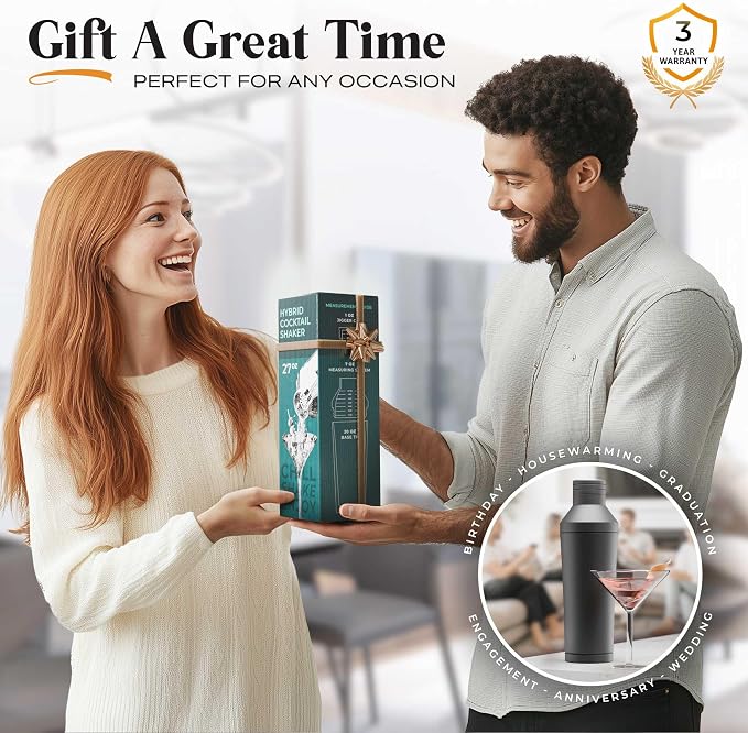 BARE BARREL Insulated Cocktail Shaker Set | Double Wall Stainless Steel | - Image 8