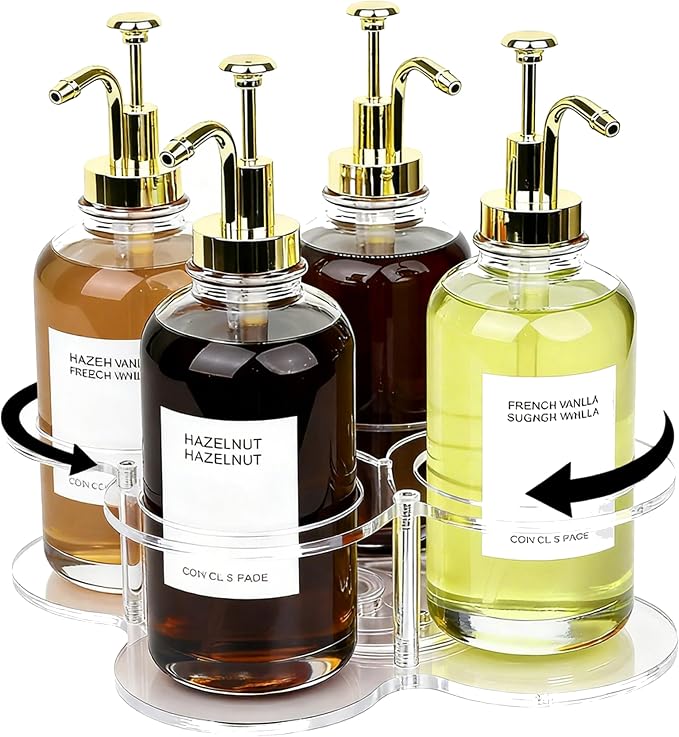 Acrylic Syrup Dispenser Organizer, 360°Rotating Storage Rack by Baosia