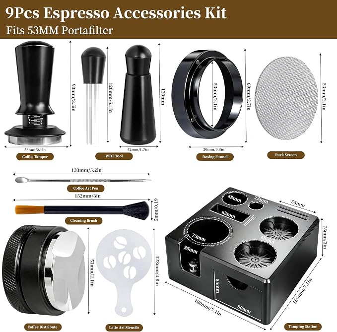 9 PCS 53mm Espresso Accessories Kit - Image 3