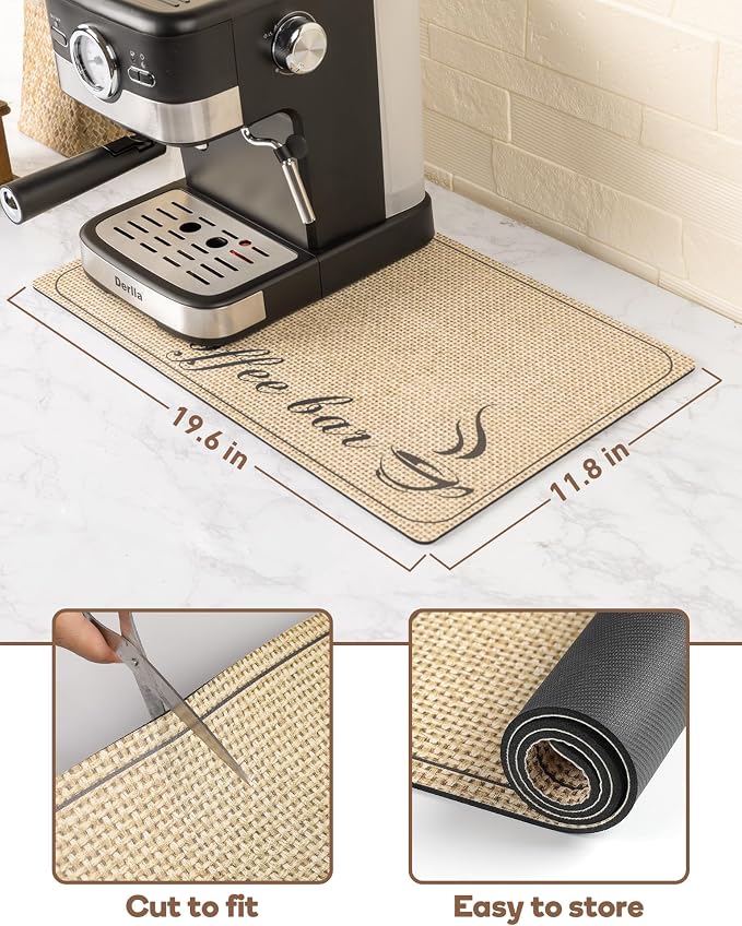 SUEH DESIGN Coffee Mat, Absorbent Dish Drying Mat 19.6 x 11.8 in Quick Dry - Image 7