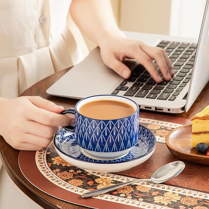 vancasso 8OZ Stackable Cappuccino Cups, Porcelain Espresso Cups - Image 5