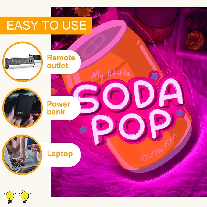 Allball Soda Pop Neon Sign, Beverage Neon Light USB Powered LED Soda Can - Image 6