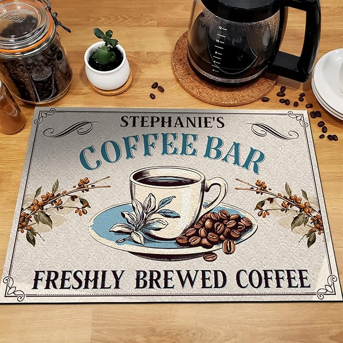 THUYPT Personalized Coffee Mat, Coffee Station Mat Quick Dry, Coffee Spill Mat - Image 5
