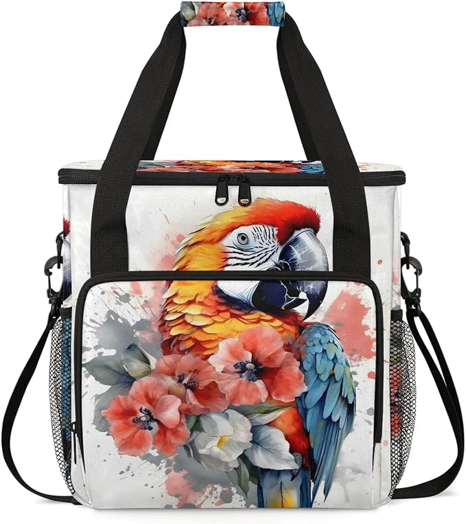 Parrot Flower Coffee Maker Carring Bag, Large Insulated Storage Organizer Case by Home