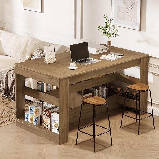 Tribesigns 63-Inch Bar Table, Rectangular Counter Height Table, Wood Pub Table - Image 5