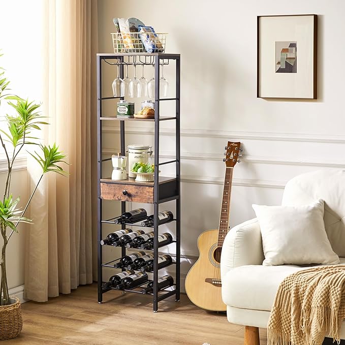 IBUYKE Wine Rack Freestanding Floor, Bar Cabinet - Image 3