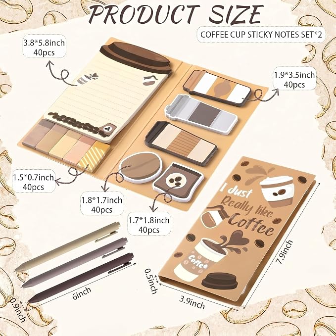 Crtiin 2 Pack Coffee Self-Stick Notepads - Image 2