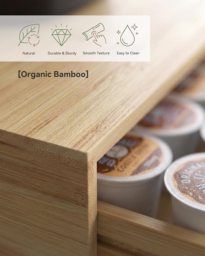 Bamboo Coffee Pod Drawer Organizer Compatible - Image 7
