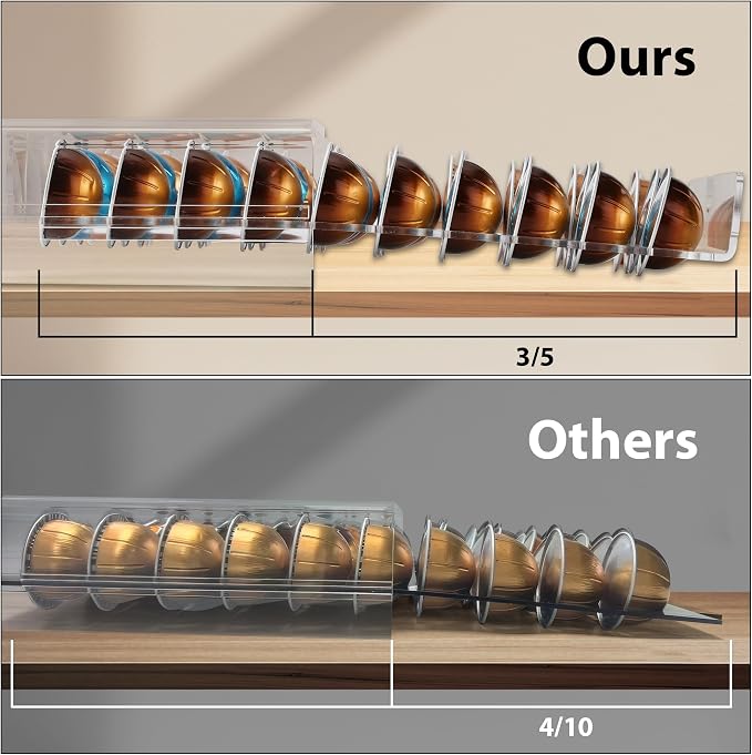 Clear Coffee Pod Organizer for Nespresso Vertuo, Double Sided Pull Out Holder - Image 6