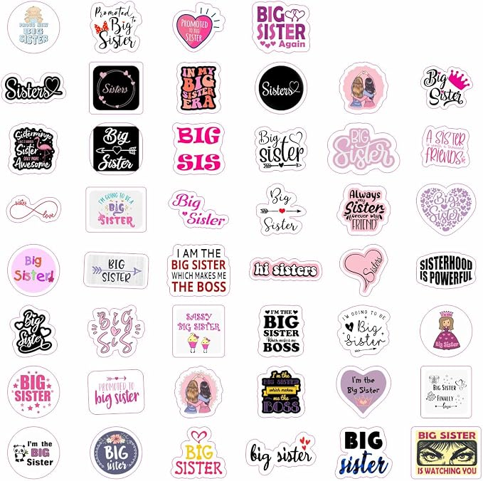 100Pcs Big Sister Stickers for Water Bottle and Laptop - Image 3