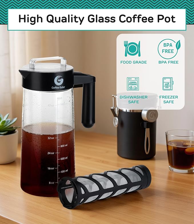 Coffee Gator Cold Brew Coffee Maker - 47 oz Iced Tea and Iced Coffee Maker and - Image 3