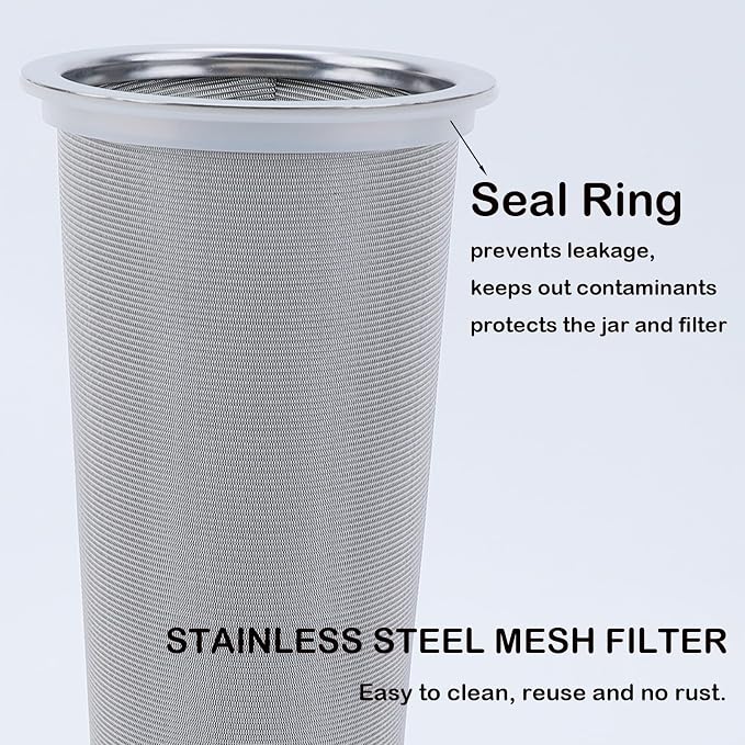 Fermus Cold Brew Coffee Filter for 64oz / 2Quart Wide Mouth Mason Jar Infuser - Image 3