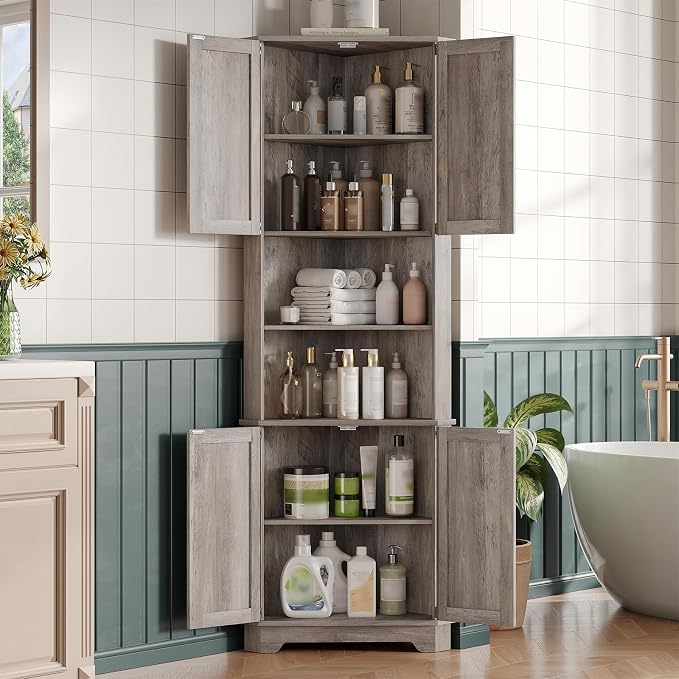 Vabches 68.9" Tall Corner Cabinet, Farmhouse Style Storage Cabinet - Image 5