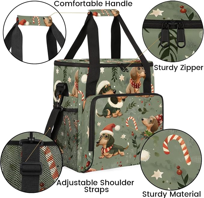 Cute Christmas Dogs Coffee Maker Carring Bag, Large Insulated Storage Organizer - Image 6