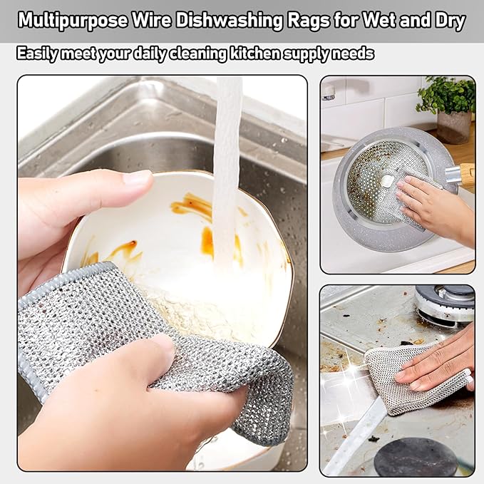 XANGNIER 10 Pcs Multipurpose Wire Dishwashing Rags - Image 2