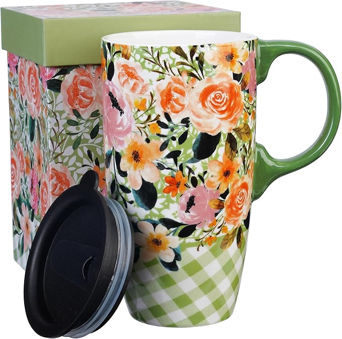 Topadorn Porcelain 17oz Ceramic Travel Mug by Topadorn