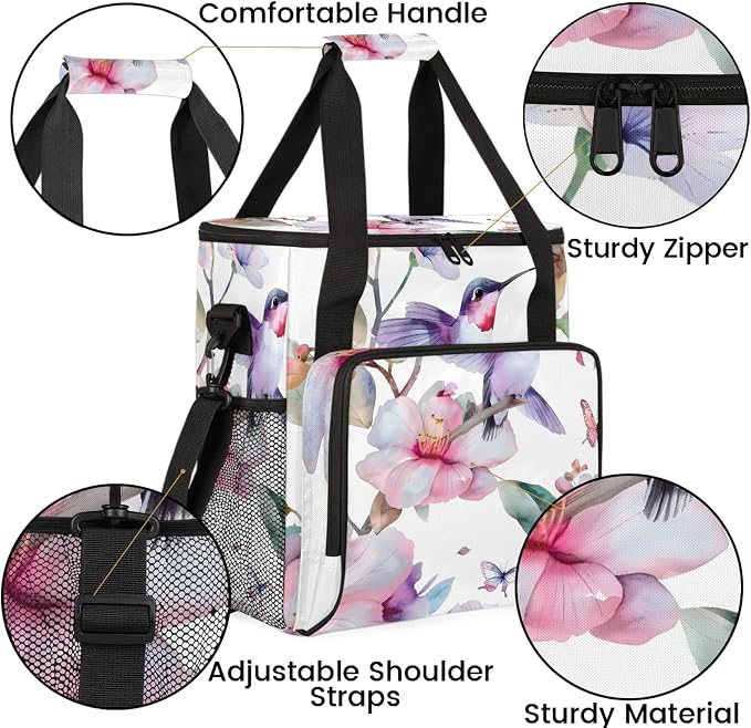 Hummingbird On Flower Coffee Maker Carring Bag, Large Insulated Storage - Image 6