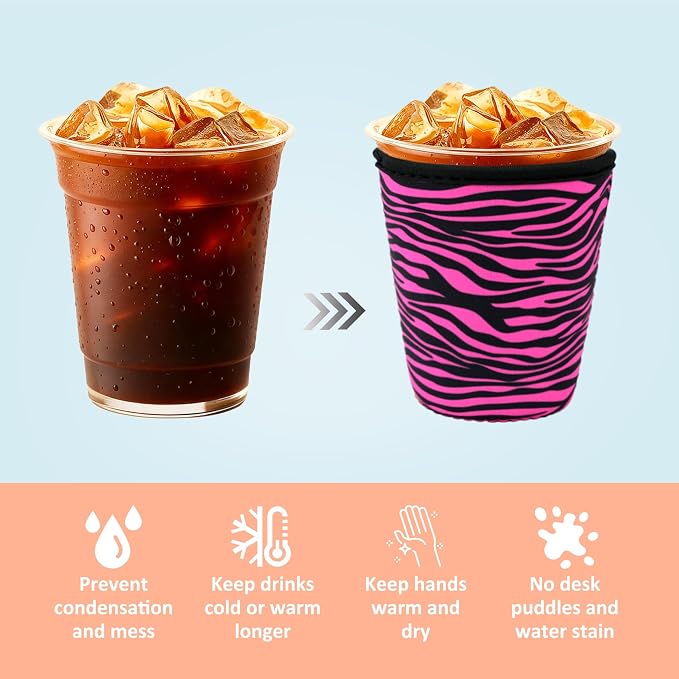4 Pack Iced Coffee Sleeve, reusable Neoprene Cup Sleeves Suitable - Image 4