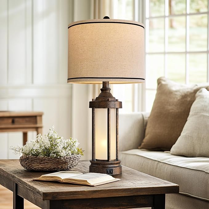G-SAFAVA 25'' Table Lamp for Living Room Bedroom Farmhouse Metal Lamps - Image 6