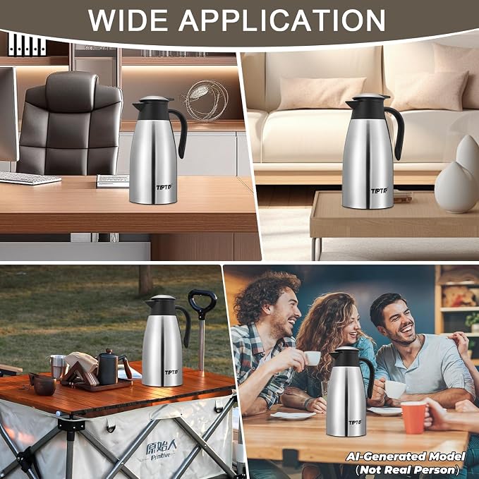 TIPTAP 70oz Thermal Coffee Carafe, Stainless Steel Insulated Vacuum Coffee - Image 7