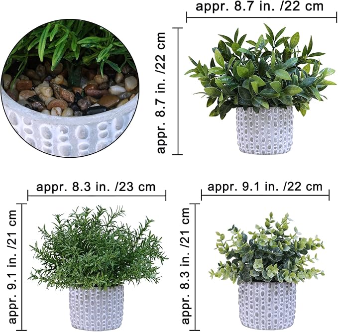 Winlyn 3 Pcs Artificial Potted Plants - Image 2