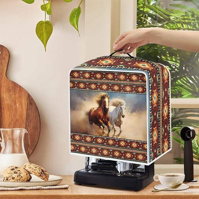 Horse Aztec Coffee Maker Cover Coffee Machine Dust Cover Lightweight Coffee Pot - Image 5