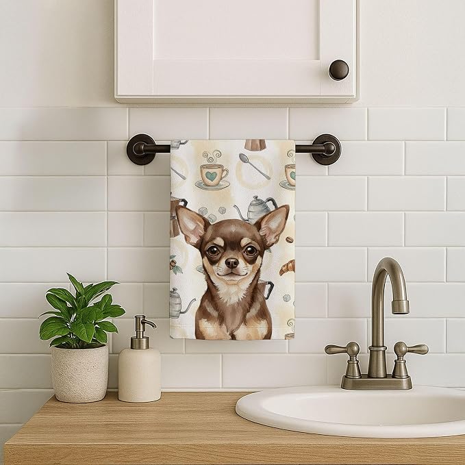 Caroline's Treasures Chocolate Chihuahua Coffee Bar Kitchen Towel Velour Plush - Image 7
