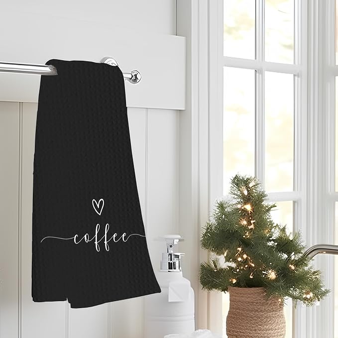 Black Coffee Kitchen Towels, Coffee Lovers Gifts, 16x24 Inch - Image 3