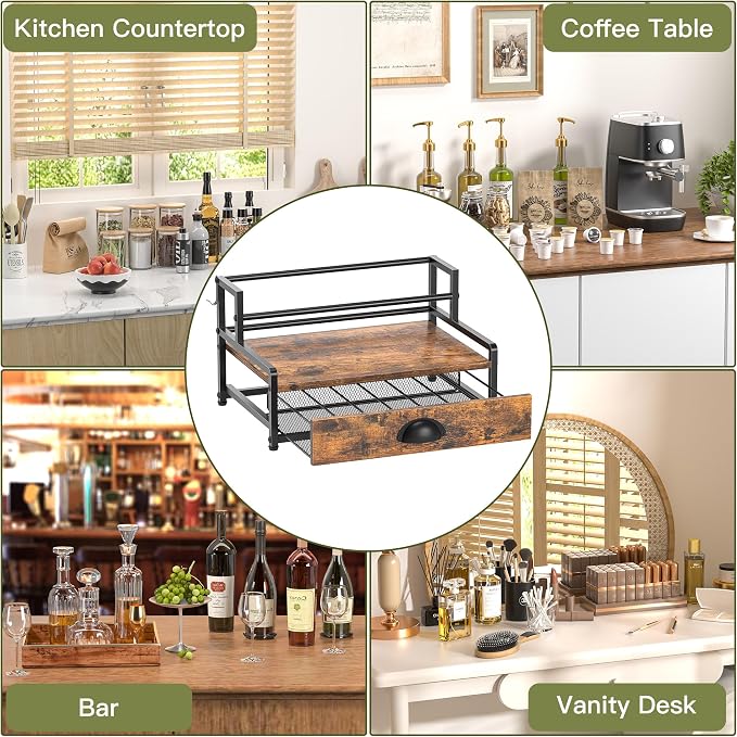Coffee Syrup Rack Organizer, 2 Tier Countertop Storage Shelves - Image 4
