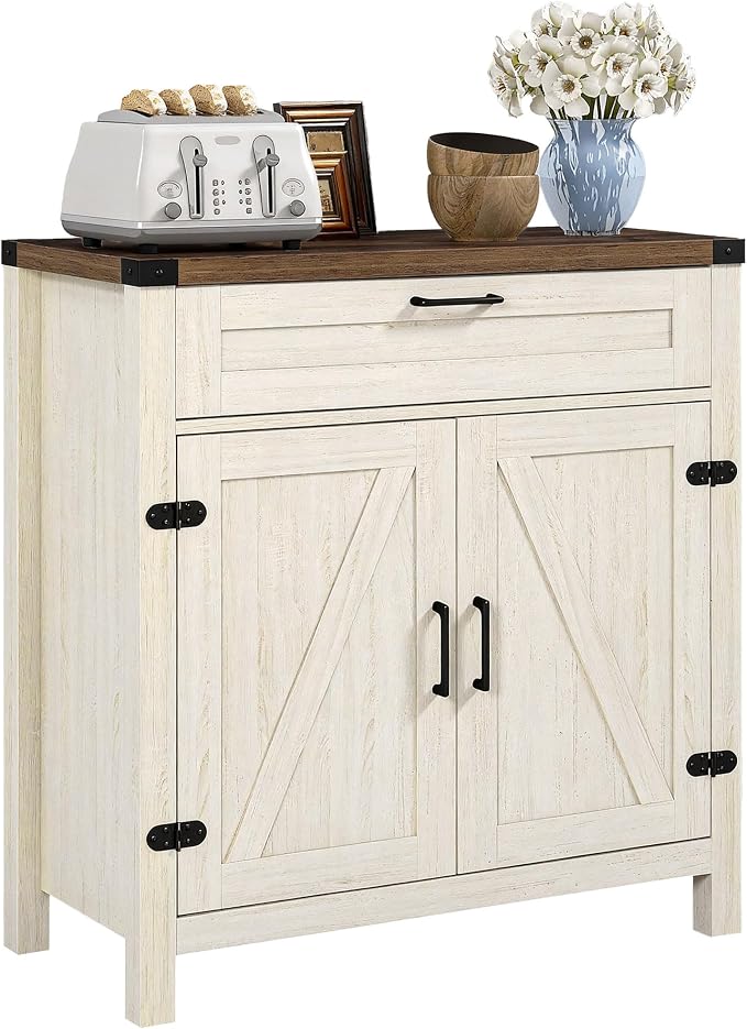 HOMCOM Sideboard with Storage Drawer, Modern Farmhouse Kitchen Cabinet with 2 by HOMCOM