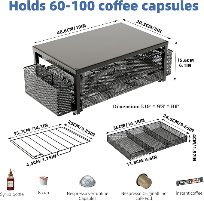 Metal Coffee Pod Holder for 80 Capsules - Image 2