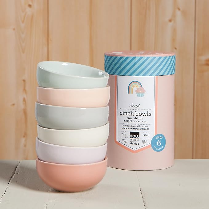Now Designs Pastel Ceramic Pinch Bowl Set, Soy Sauce Dish, 2 oz - Image 3