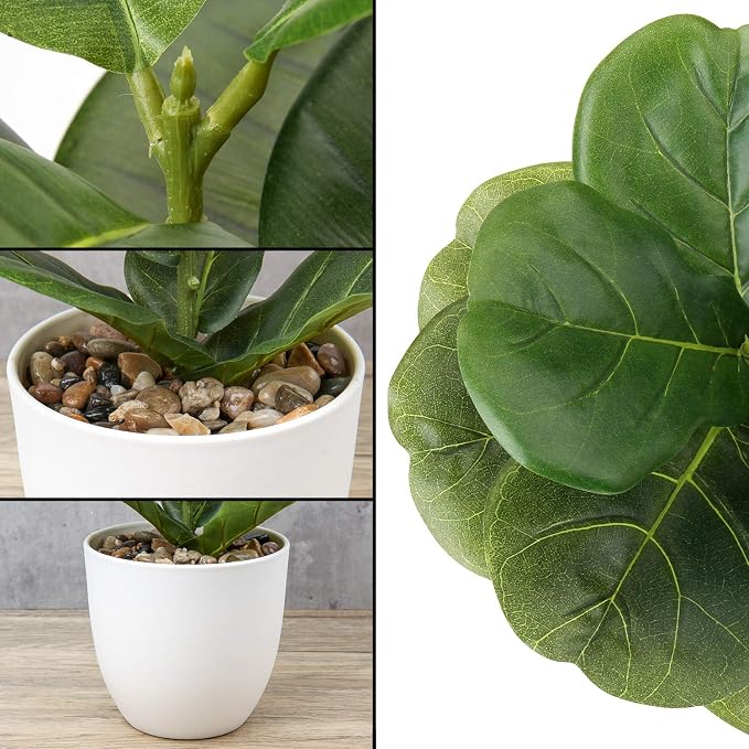 Briful 18 Inch Artificial Plants Realistic Fake Fiddle Leaf Fig Plant Faux - Image 3