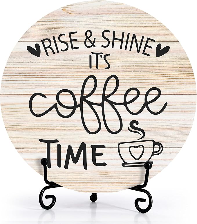 Coffee Desk Decor Sign, Farmhouse Wood Plaque, It Is Coffee Time Wood Sign by Zmyollo