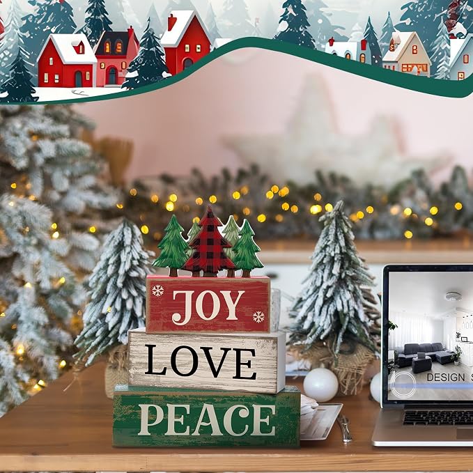 Lineshading 4 Pcs Christmas Table Decor Christmas Tree Centerpiece Joy Peace - Image 7