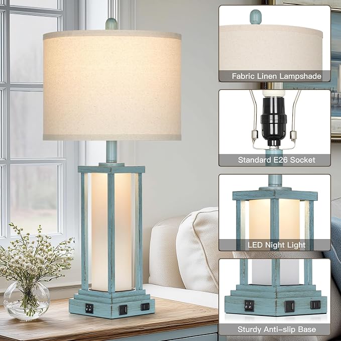 Cinkeda 27" Tall Vintage Table Lamp Set of 2 - Image 6