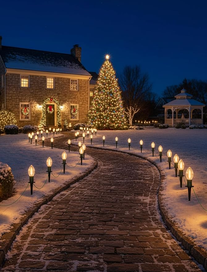 C9 Christmas Lights Outdoor, 38Ft Christmas Pathway Lights - Image 4