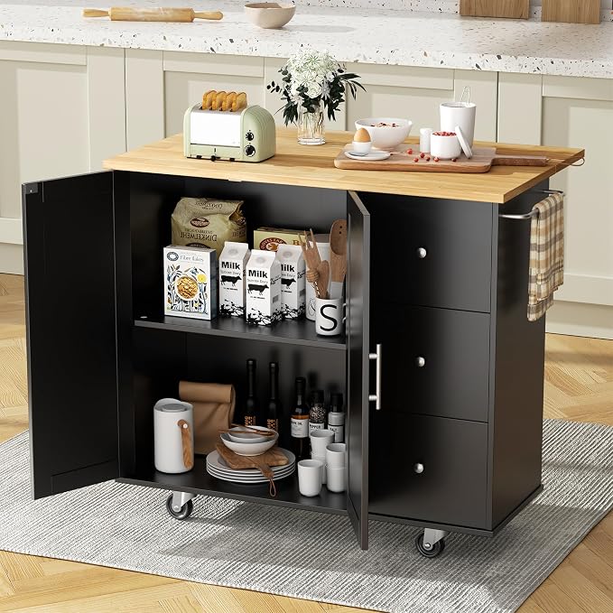 JY QAQA 40" Kitchen Island Cart Furniture cart on Wheels Rolling Portable by JYQAQA