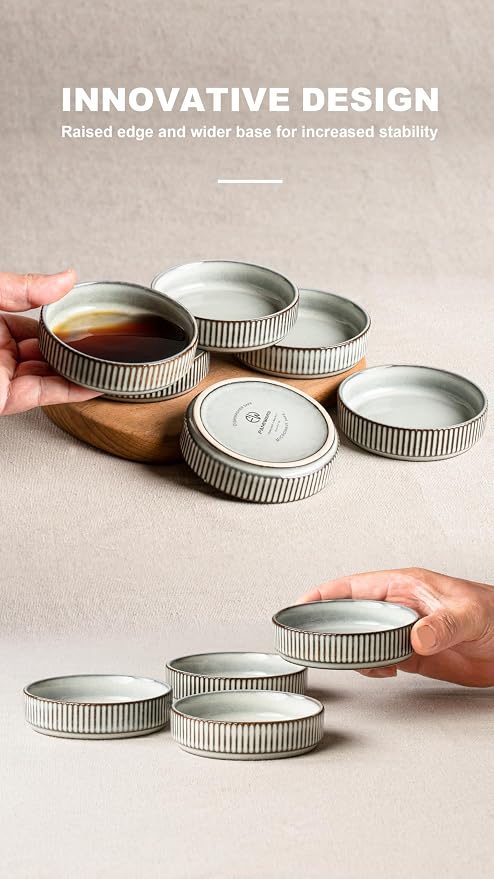 famiware Star Soy Sauce Dish Ceramic Dipping Bowls Set of 6, 4 oz Individual - Image 6