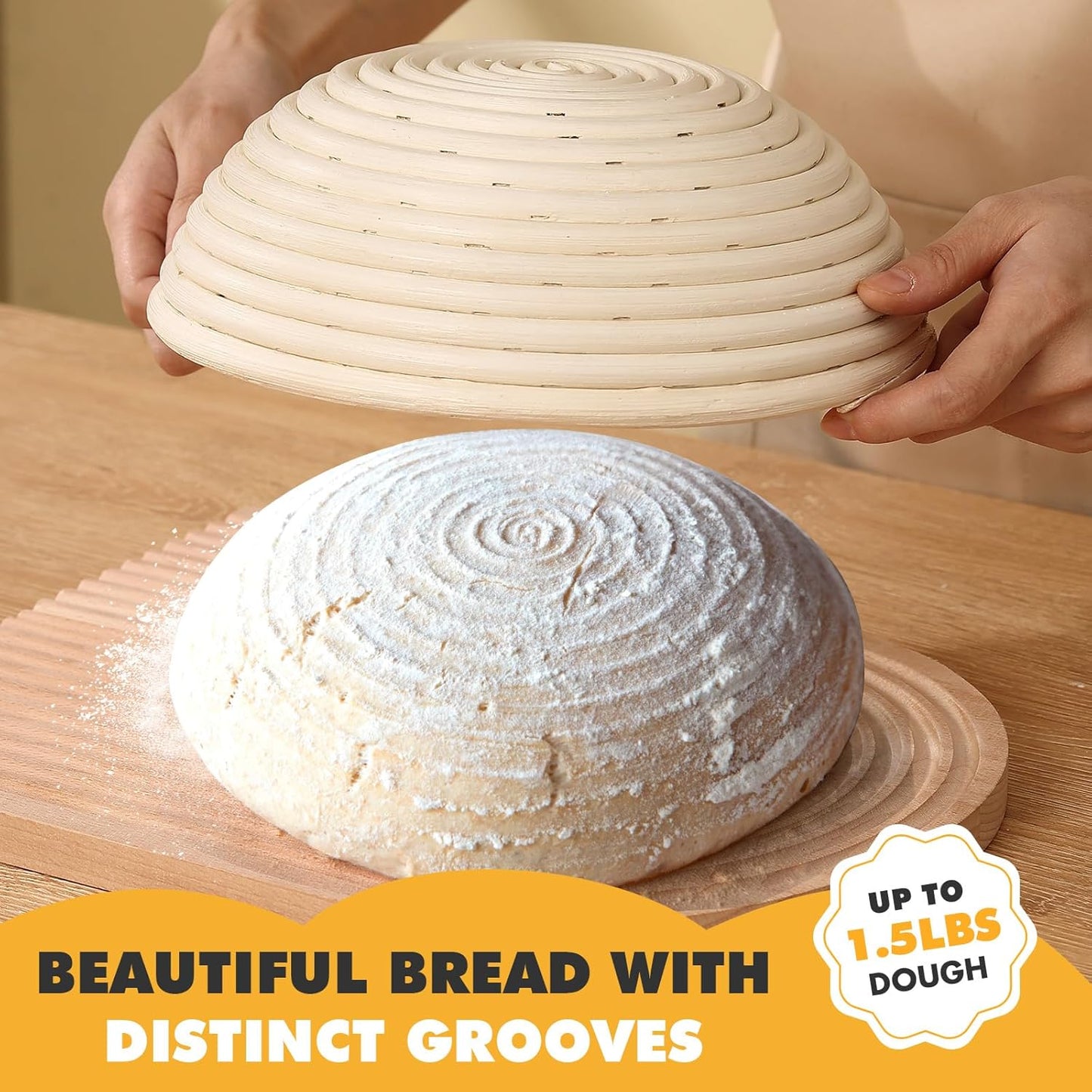Sourdough Banneton Proofing Basket Set of 2, 9" Round Bread Proofing Basket with Starter Kit Sourdough Bread Baking Supplies for Sour Dough Proofing Fermentation