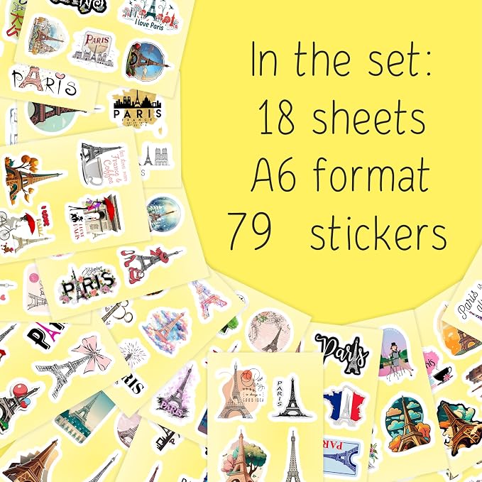 100Pcs Eiffel Tower Stickers for Water Bottle and Laptop - Image 2