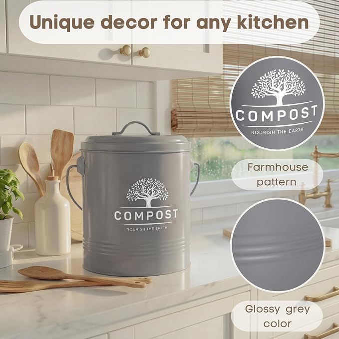 Perfnique Kitchen Compost Bin, 1.3 Gallon Countertop Compost Bin - Image 4
