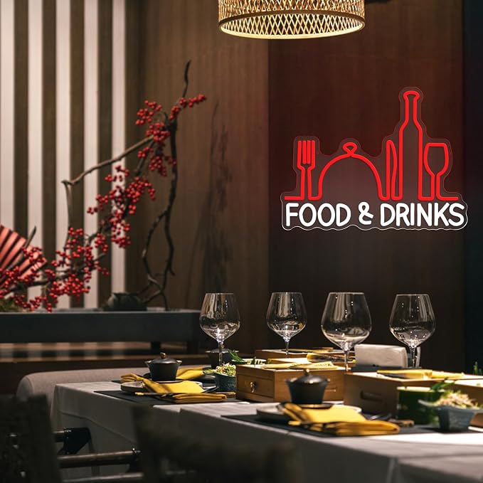 Food And Drink Neon Sign for Wall Decor Dimmable Knife Fork Light Up Sign LED - Image 6