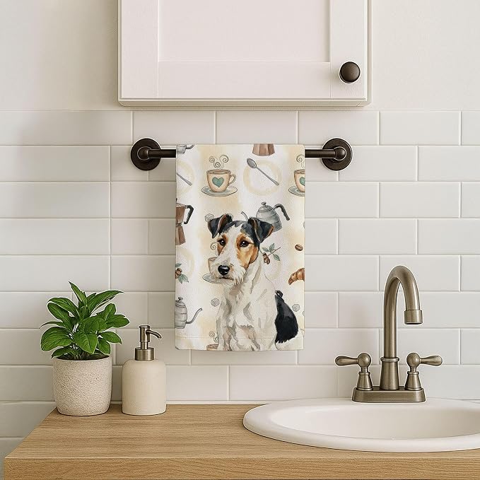 Caroline's Treasures Smooth Fox Terrier Coffee Bar Kitchen Towel Velour Plush - Image 7