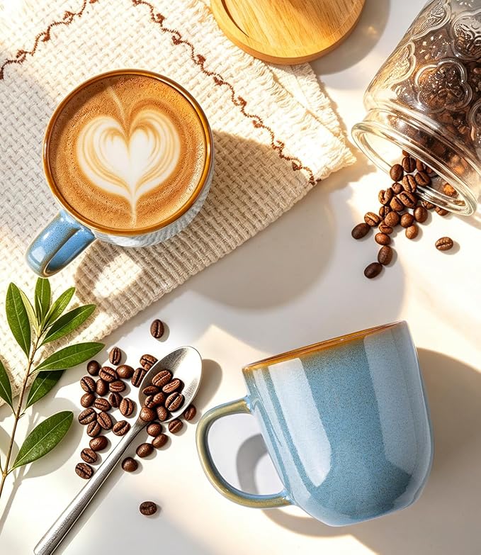 LERATIO Ceramic Coffee Mugs Set of 6, 12oz Handmade Coffee Mugs Set - Image 3