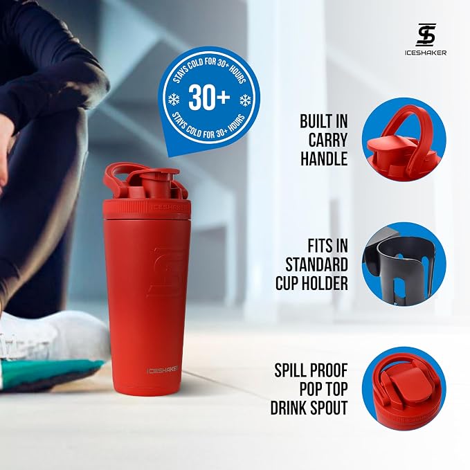 Ice Shaker Insulated Stainless Steel Shaker Bottle | 26oz - Image 3