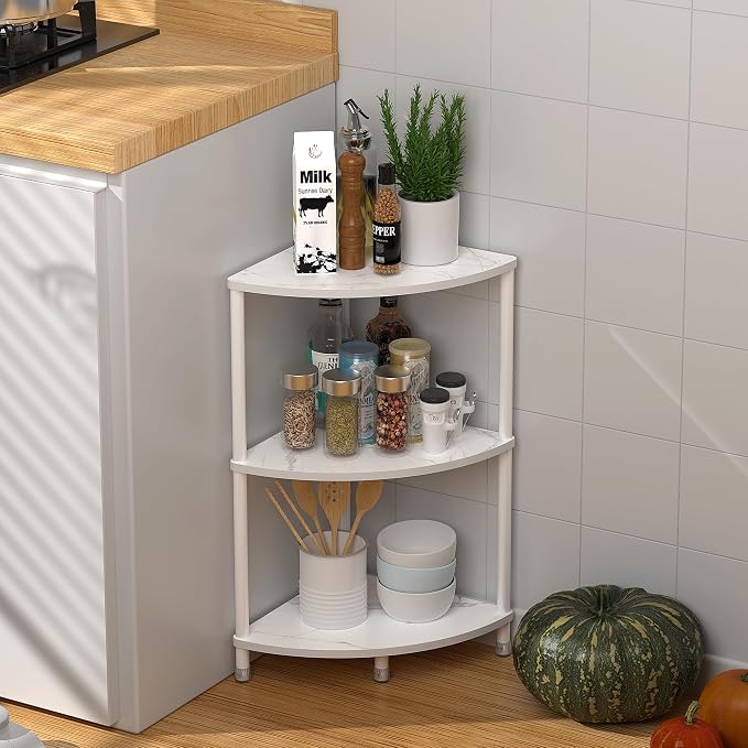3 Tier Corner Shelf Stand, 23.2" Kitchen Shelf Organizer by Greatseas